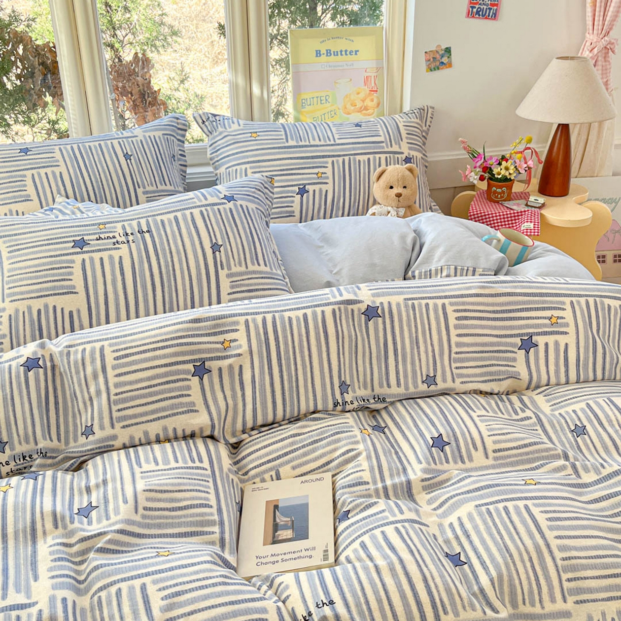 91家纺网 家纺一手货源 找家纺 莱通家纺 2026春夏新款12868全棉印花四件套单品系列二-单被套提供买家秀，预留缩水率） 星织影