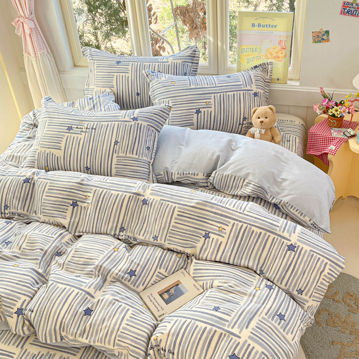 91家纺网 家纺一手货源 找家纺 莱通家纺 2026春夏新款12868全棉印花四件套单品系列二-单被套提供买家秀，预留缩水率） 星织影