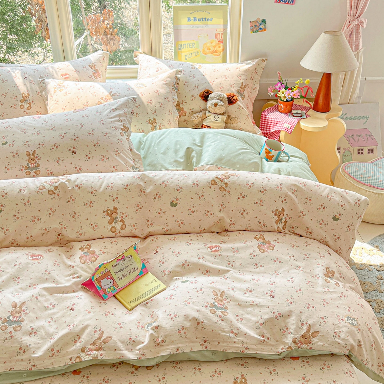 91家纺网 家纺一手货源 找家纺 莱通家纺 2026春夏新款12868全棉印花四件套单品系列二-单被套提供买家秀，预留缩水率） 多萌日记