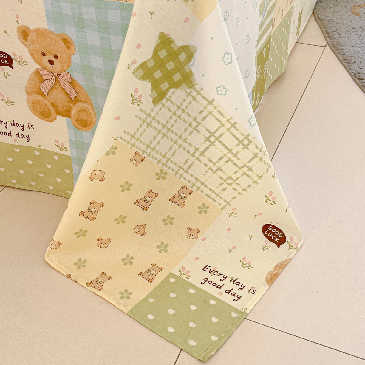 91家纺网 家纺一手货源 找家纺 莱通家纺 2026春夏新款12868全棉印花四件套单品系列二-单被套提供买家秀，预留缩水率） 格纹午后