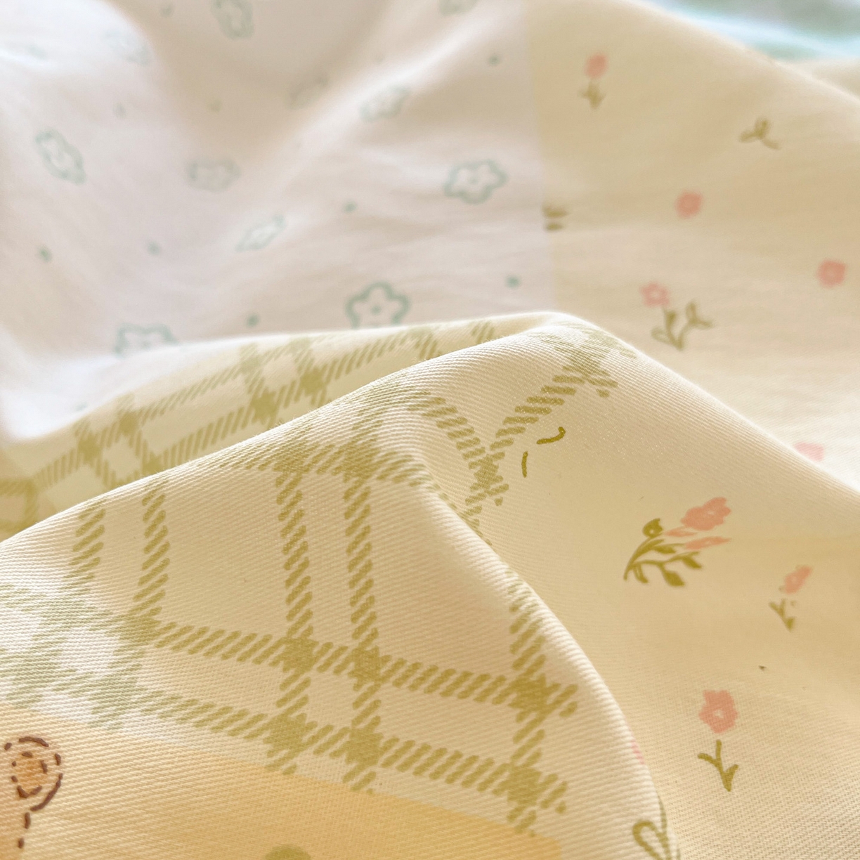 91家纺网 家纺一手货源 找家纺 莱通家纺 2026春夏新款12868全棉印花四件套单品系列二-单被套提供买家秀，预留缩水率） 格纹午后