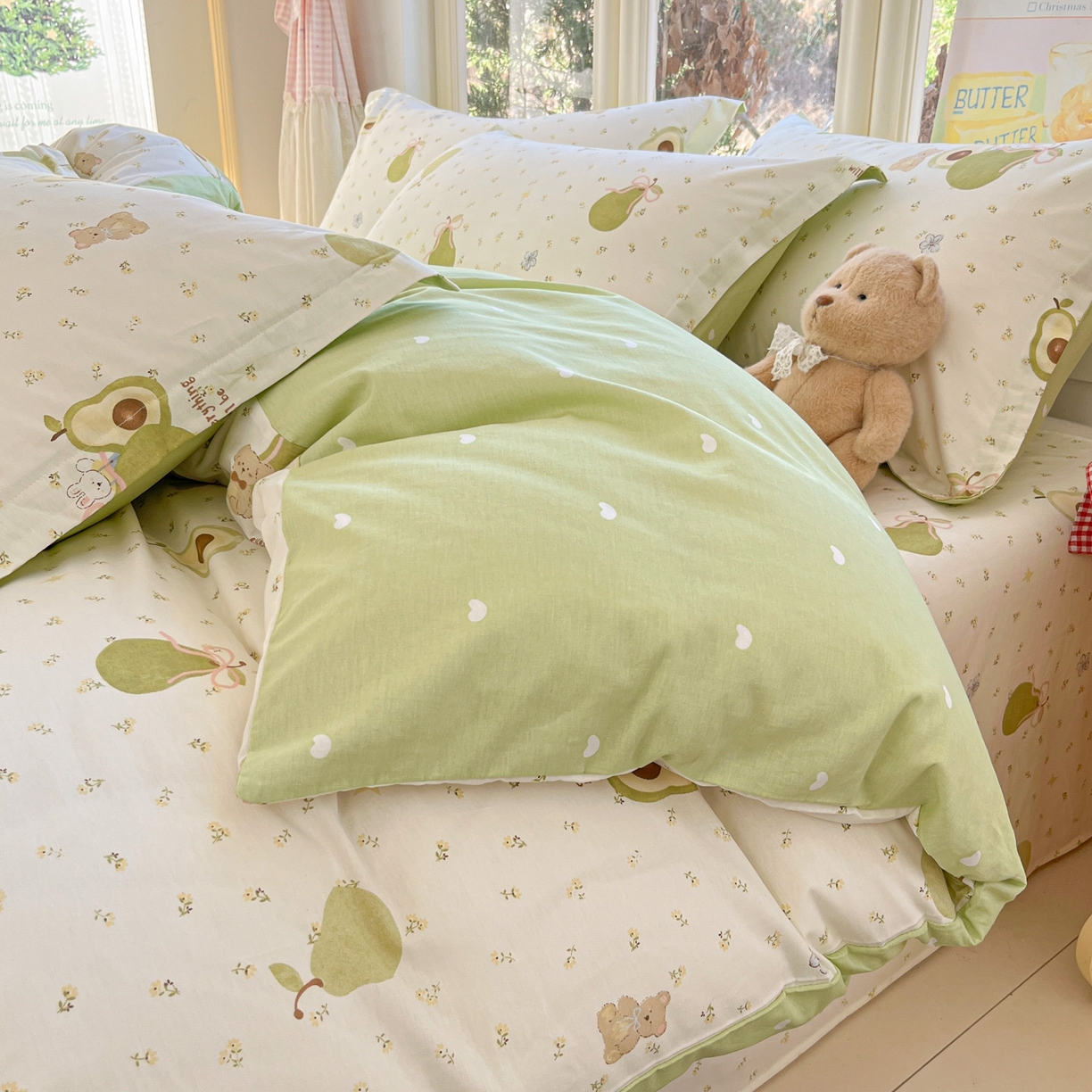 91家纺网 家纺一手货源 找家纺 莱通家纺 2026春夏新款12868全棉印花四件套单品系列二-单被套提供买家秀，预留缩水率） 果味时光