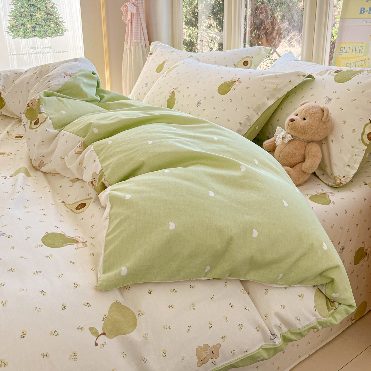 91家纺网 家纺一手货源 找家纺 莱通家纺 2026春夏新款12868全棉印花四件套单品系列二-单被套提供买家秀，预留缩水率） 果味时光