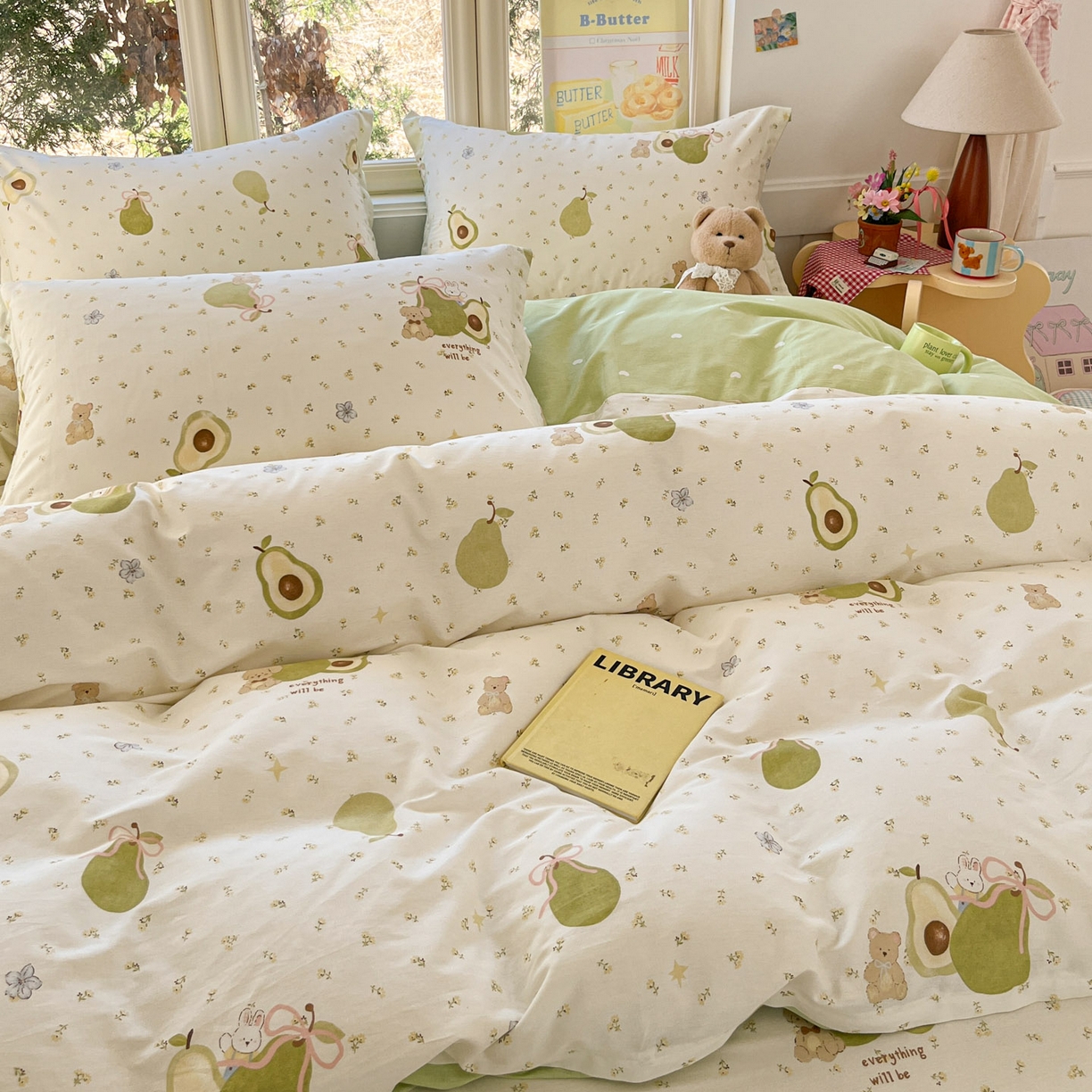 91家纺网 家纺一手货源 找家纺 莱通家纺 2026春夏新款12868全棉印花四件套单品系列二-单被套提供买家秀，预留缩水率） 果味时光