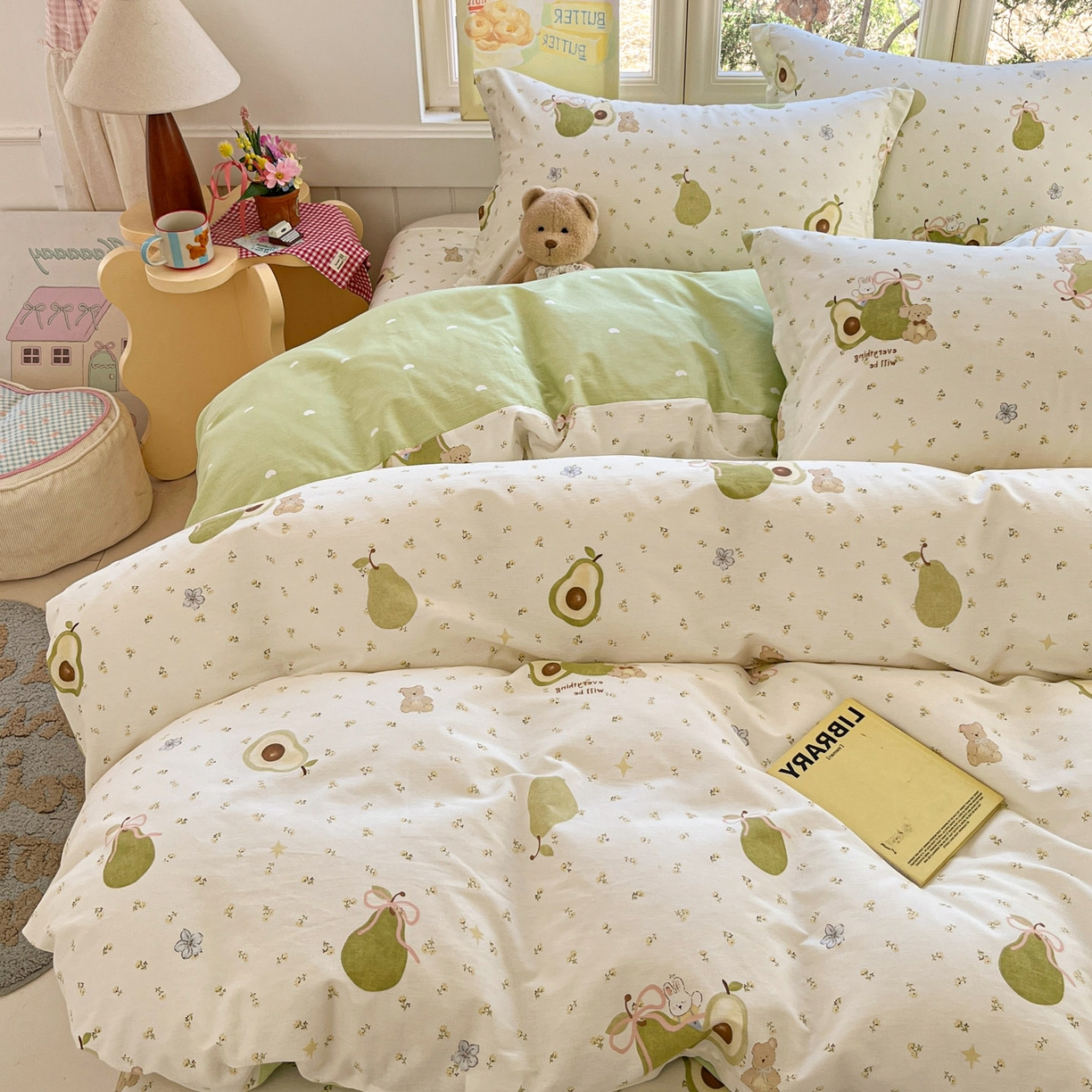 91家纺网 家纺一手货源 找家纺 莱通家纺 2026春夏新款12868全棉印花四件套单品系列二-单被套提供买家秀，预留缩水率） 果味时光