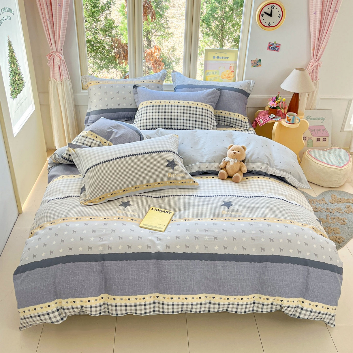 91家纺网 家纺一手货源 找家纺 莱通家纺 2026春夏新款12868全棉印花四件套单品系列二-单被套提供买家秀，预留缩水率） 蓝星语