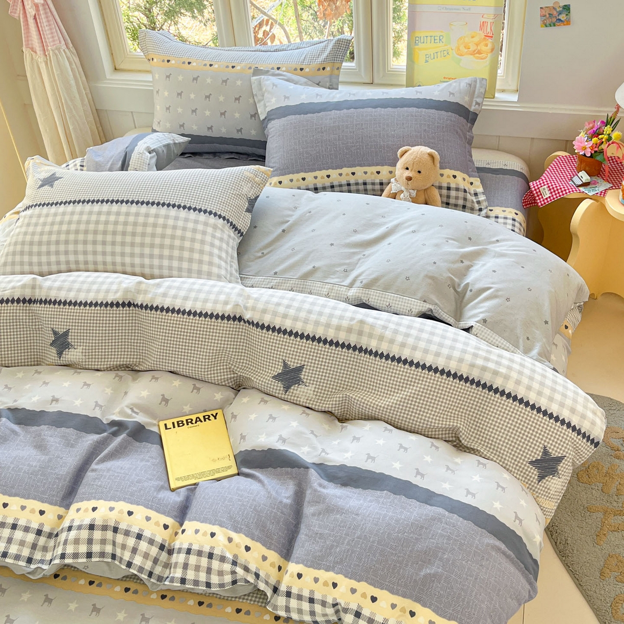 91家纺网 家纺一手货源 找家纺 莱通家纺 2026春夏新款12868全棉印花四件套单品系列二-单被套提供买家秀，预留缩水率） 蓝星语