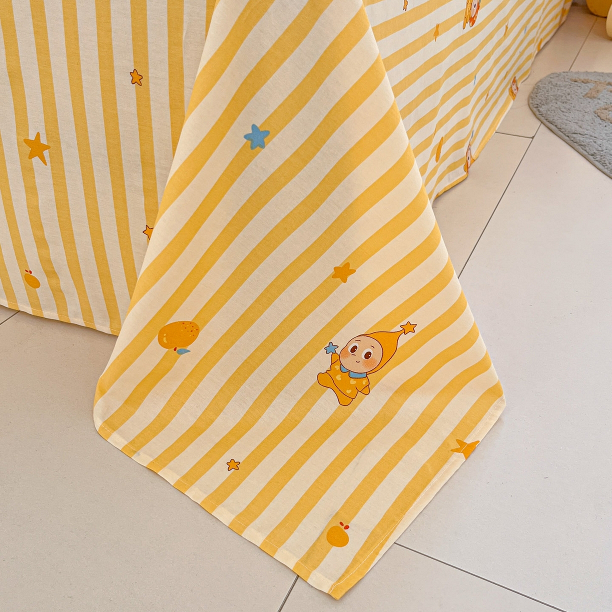 91家纺网 家纺一手货源 找家纺 莱通家纺 2026春夏新款12868全棉印花四件套单品系列二-单被套提供买家秀，预留缩水率） 条纹萌星