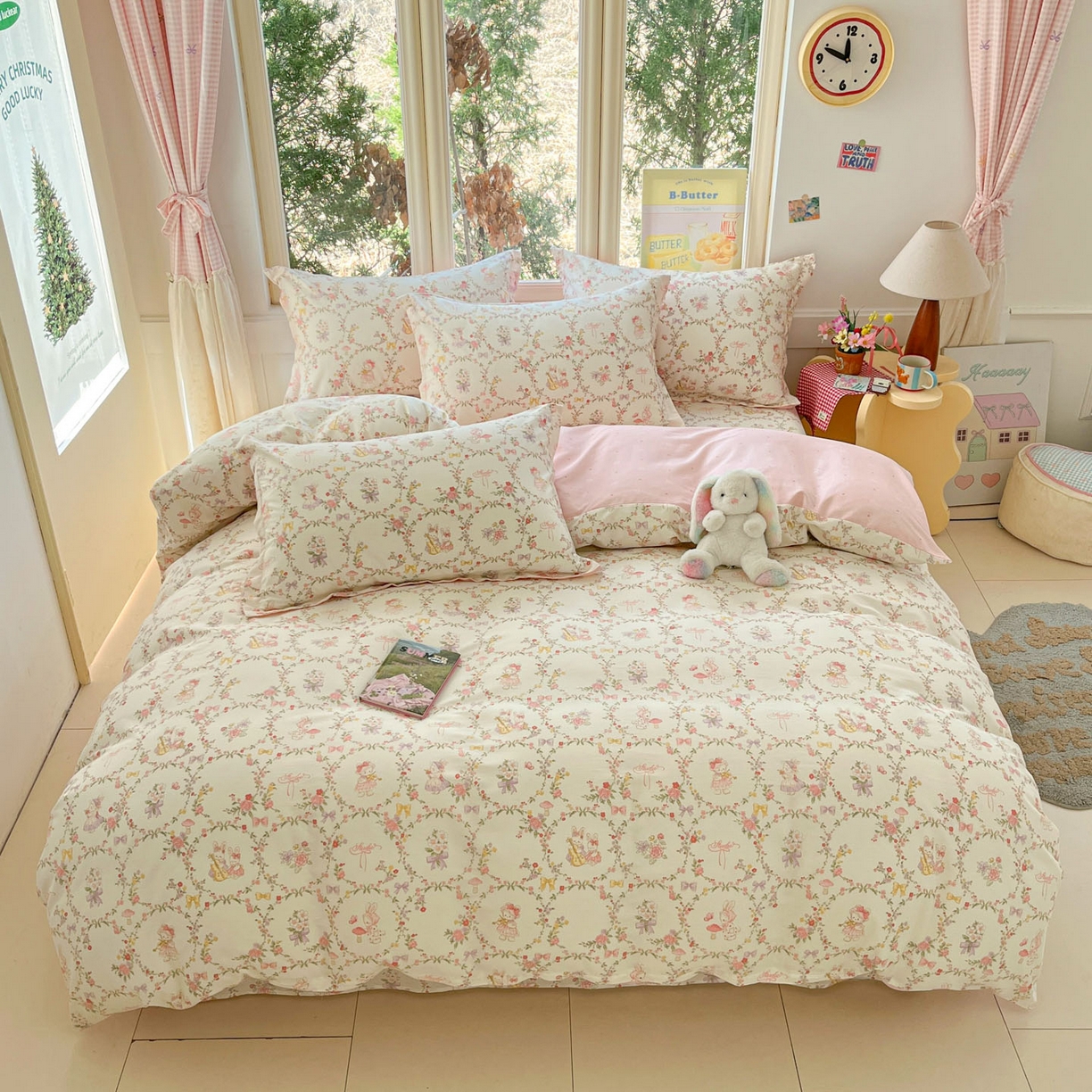 91家纺网 家纺一手货源 找家纺 莱通家纺 2026春夏新款12868全棉印花四件套单品系列二-单被套提供买家秀，预留缩水率） 童话花町