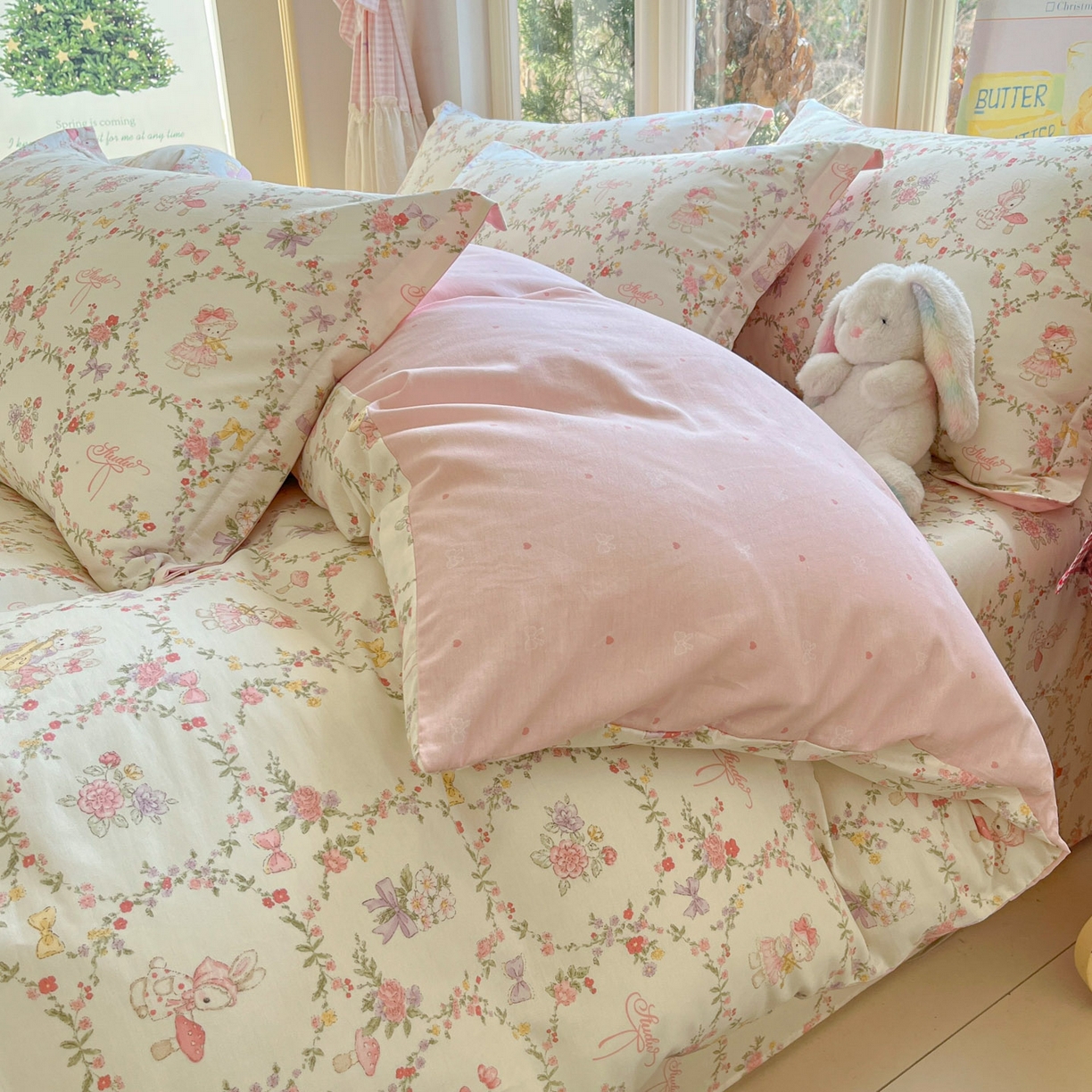 91家纺网 家纺一手货源 找家纺 莱通家纺 2026春夏新款12868全棉印花四件套单品系列二-单被套提供买家秀，预留缩水率） 童话花町