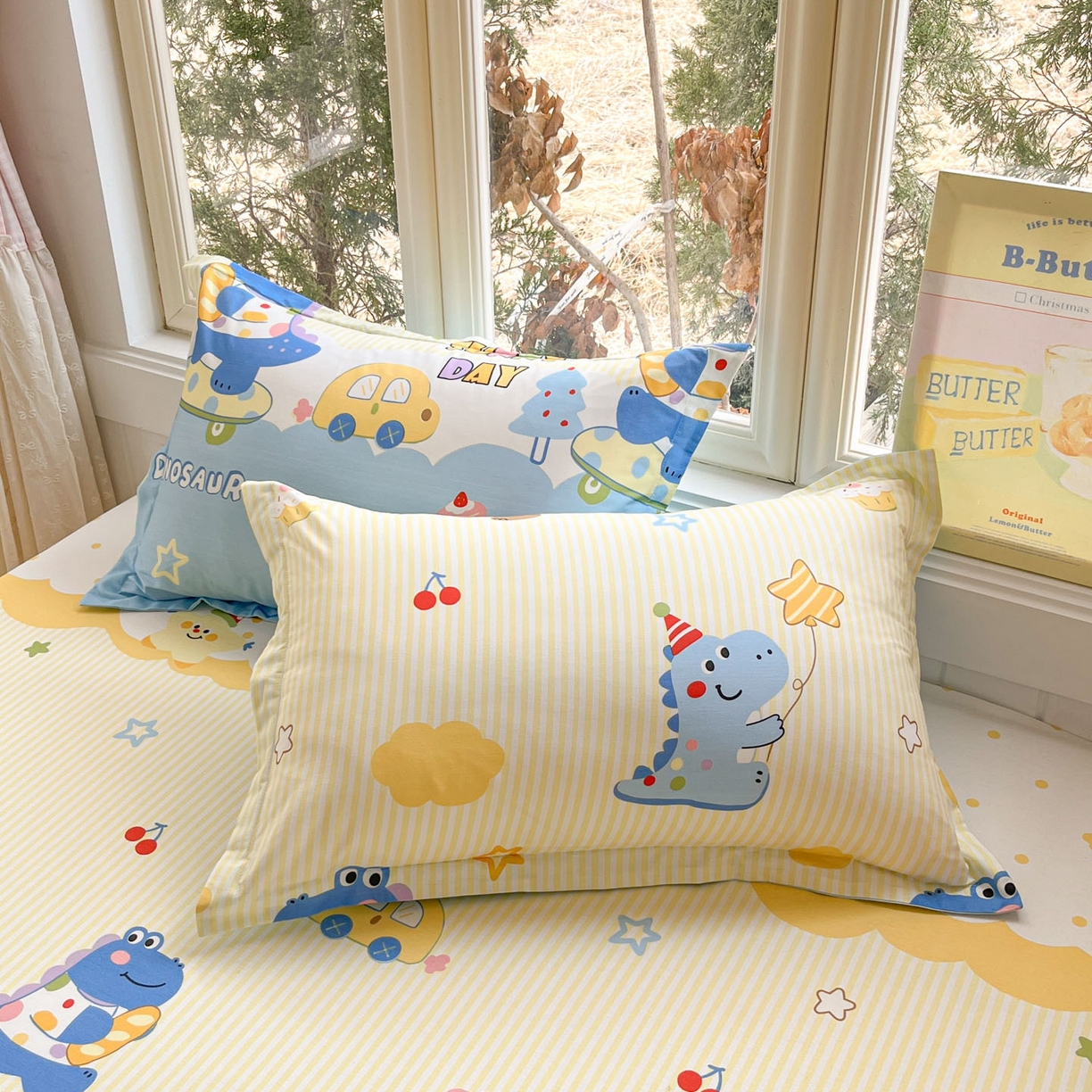 91家纺网 家纺一手货源 找家纺 莱通家纺 2026春夏新款12868全棉印花四件套单品系列二-单被套提供买家秀，预留缩水率） 闲趣恐龙