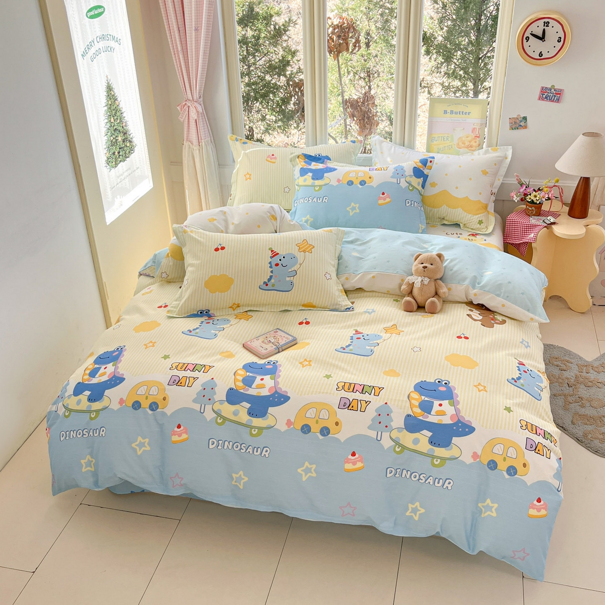 91家纺网 家纺一手货源 找家纺 莱通家纺 2026春夏新款12868全棉印花四件套单品系列二-单被套提供买家秀，预留缩水率） 闲趣恐龙