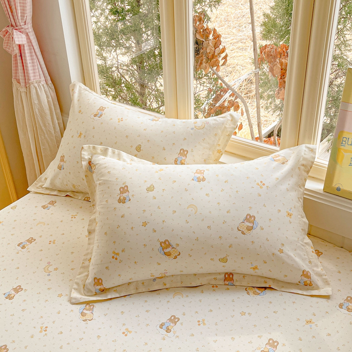 91家纺网 家纺一手货源 找家纺 莱通家纺 2026春夏新款12868全棉印花四件套单品系列二-单被套提供买家秀，预留缩水率） 星点兔语