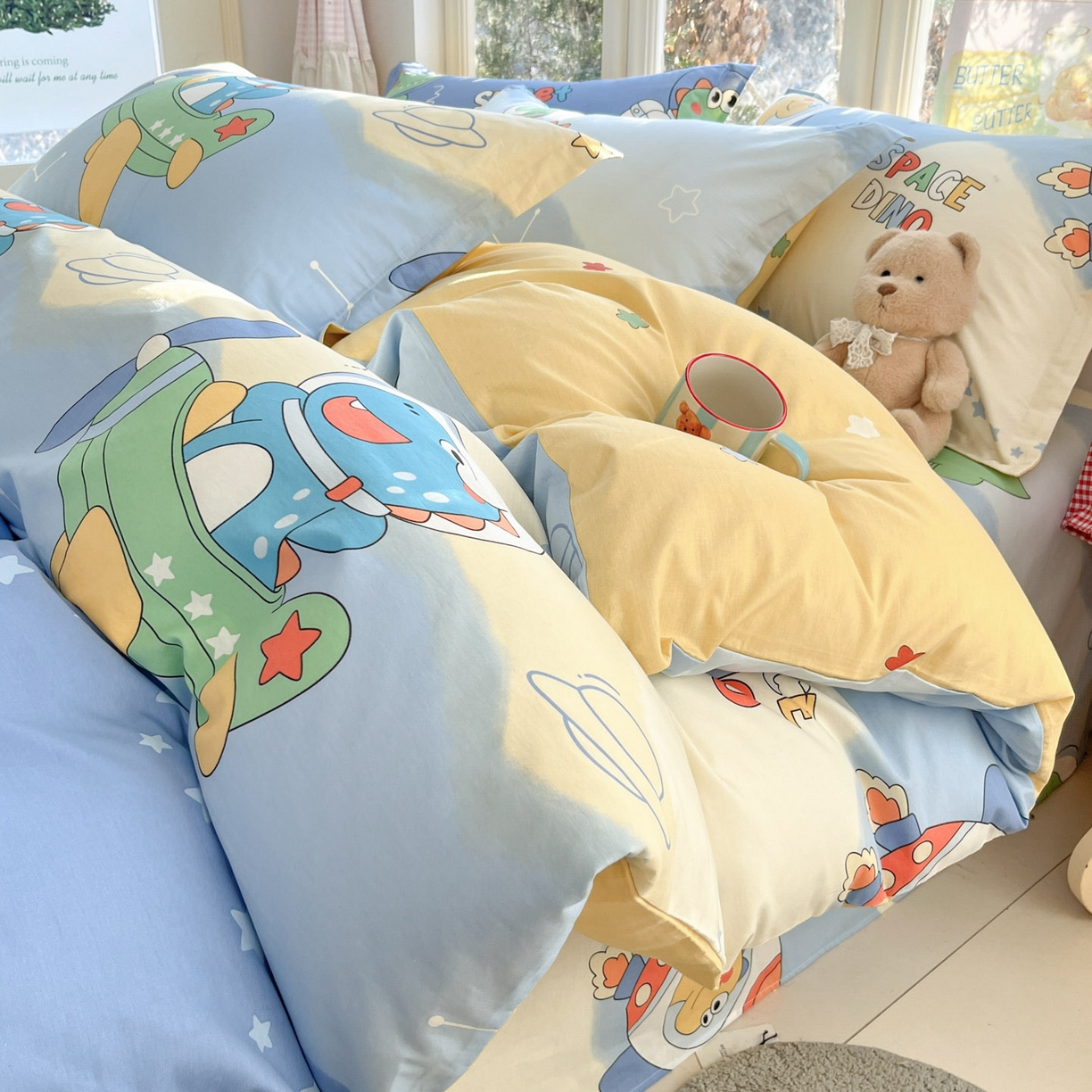 莱通家纺 2026春夏新款12868全棉印花四件套单品系列二-单被套提供买家秀，预留缩水率） 星际天空龙