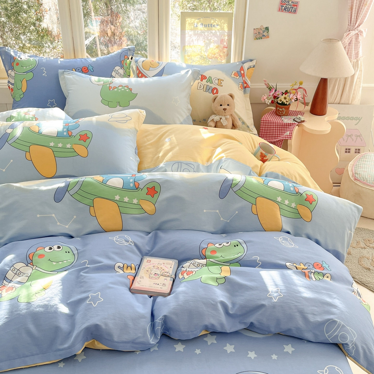 91家纺网 家纺一手货源 找家纺 莱通家纺 2026春夏新款12868全棉印花四件套单品系列二-单被套提供买家秀，预留缩水率） 星际天空龙