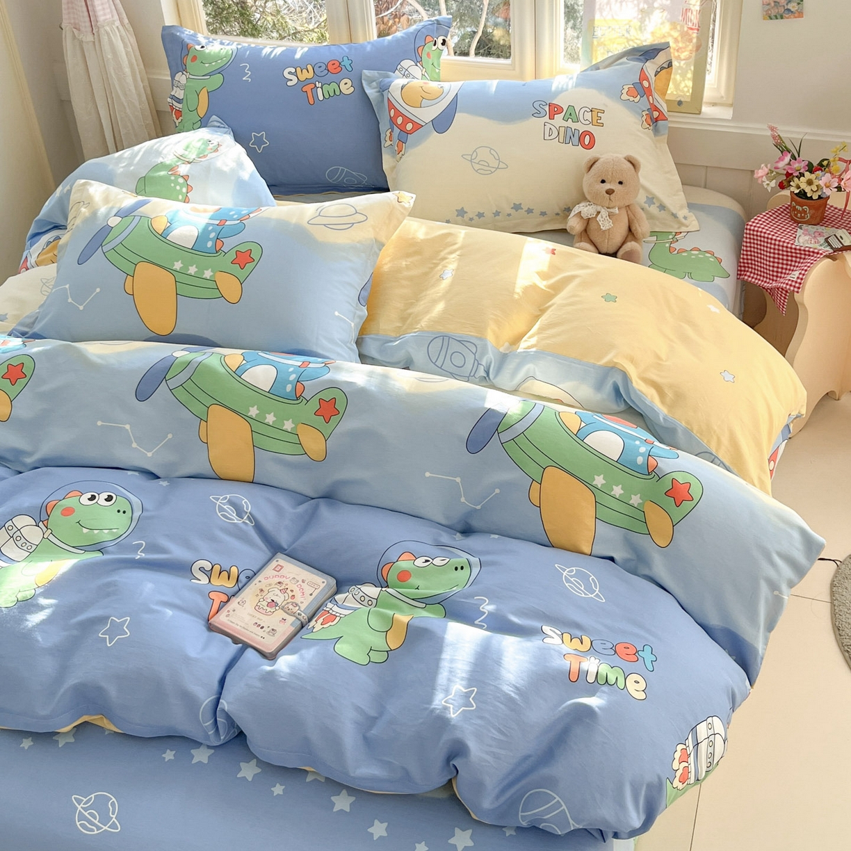 91家纺网 家纺一手货源 找家纺 莱通家纺 2026春夏新款12868全棉印花四件套单品系列二-单被套提供买家秀，预留缩水率） 星际天空龙