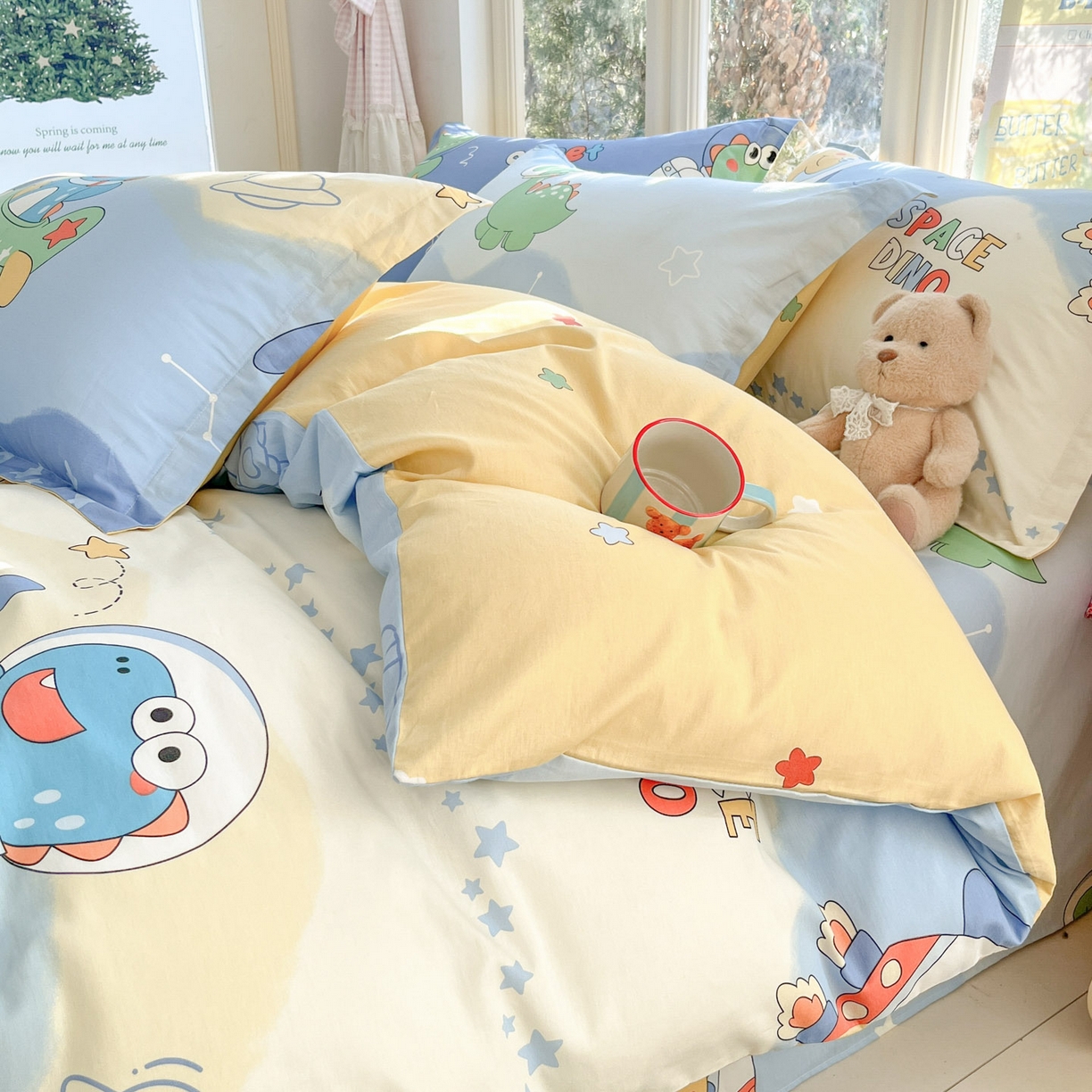 91家纺网 家纺一手货源 找家纺 莱通家纺 2026春夏新款12868全棉印花四件套单品系列二-单被套提供买家秀，预留缩水率） 星际天空龙