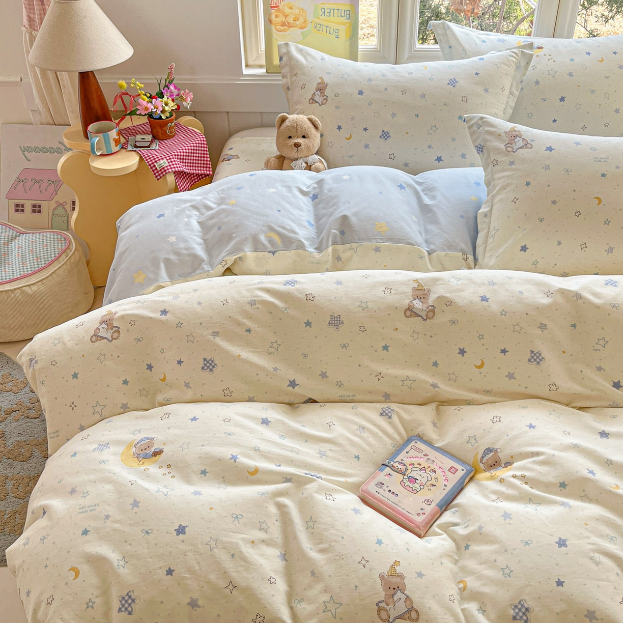 91家纺网 家纺一手货源 找家纺 莱通家纺 2026春夏新款12868全棉印花四件套单品系列二-单被套提供买家秀，预留缩水率） 星眠小熊