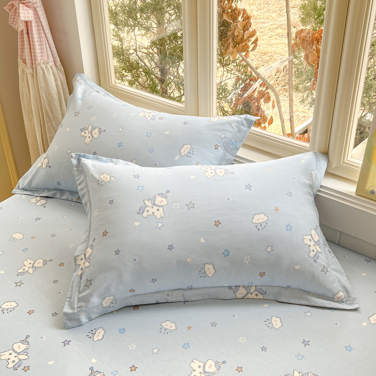 91家纺网 家纺一手货源 找家纺 莱通家纺 2026春夏新款12868全棉印花四件套单品系列二-单被套提供买家秀，预留缩水率） 星星独角兽