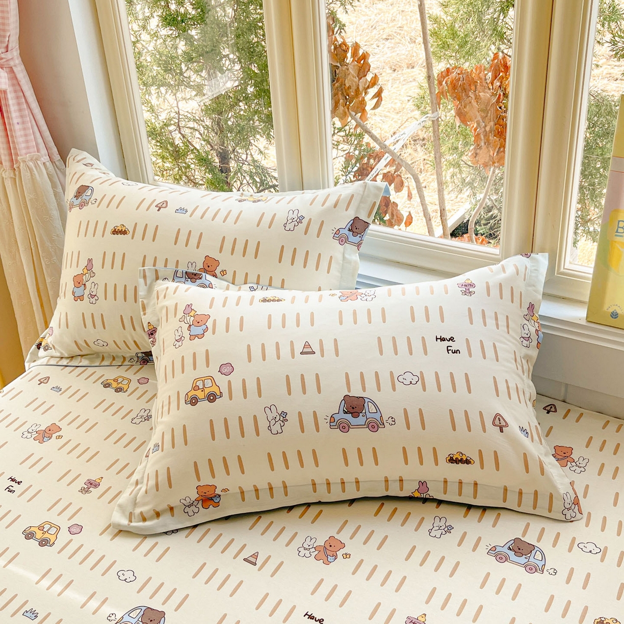 91家纺网 家纺一手货源 找家纺 莱通家纺 2026春夏新款12868全棉印花四件套单品系列二-单被套提供买家秀，预留缩水率） 熊仔小汽车