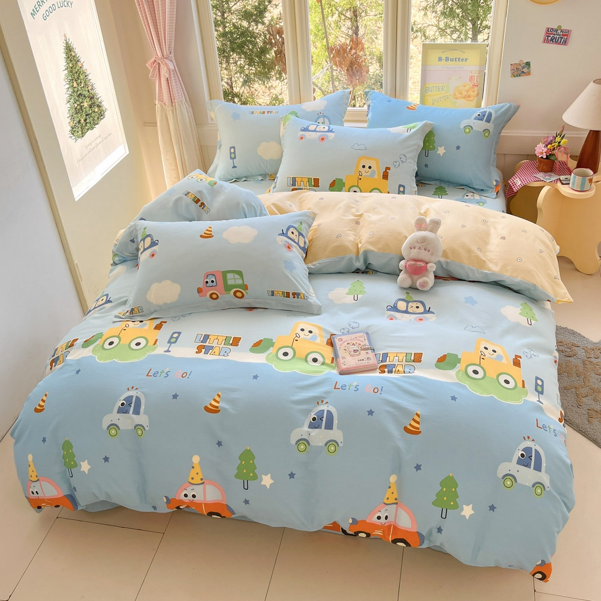 91家纺网 家纺一手货源 找家纺 莱通家纺 2026春夏新款12868全棉印花四件套单品系列二-单被套提供买家秀，预留缩水率） 云朵车行