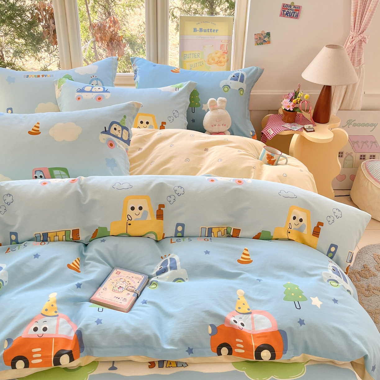 91家纺网 家纺一手货源 找家纺 莱通家纺 2026春夏新款12868全棉印花四件套单品系列二-单被套提供买家秀，预留缩水率） 云朵车行