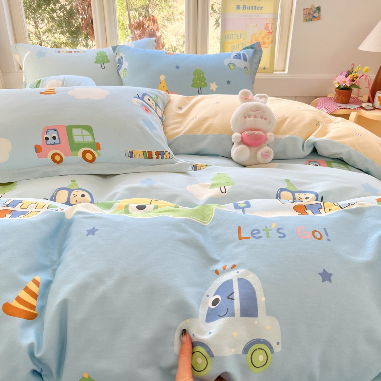 91家纺网 家纺一手货源 找家纺 莱通家纺 2026春夏新款12868全棉印花四件套单品系列二-单被套提供买家秀，预留缩水率） 云朵车行