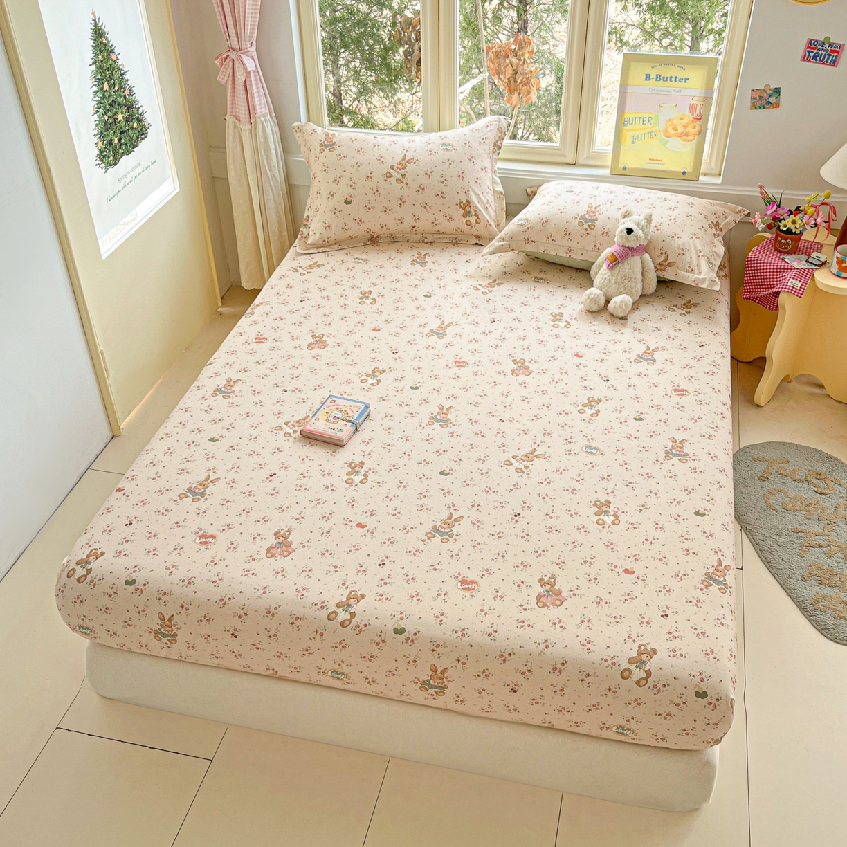 91家纺网 家纺一手货源 找家纺 莱通家纺 2026春夏新款12868全棉印花四件套单品系列二-单床笠 多萌日记