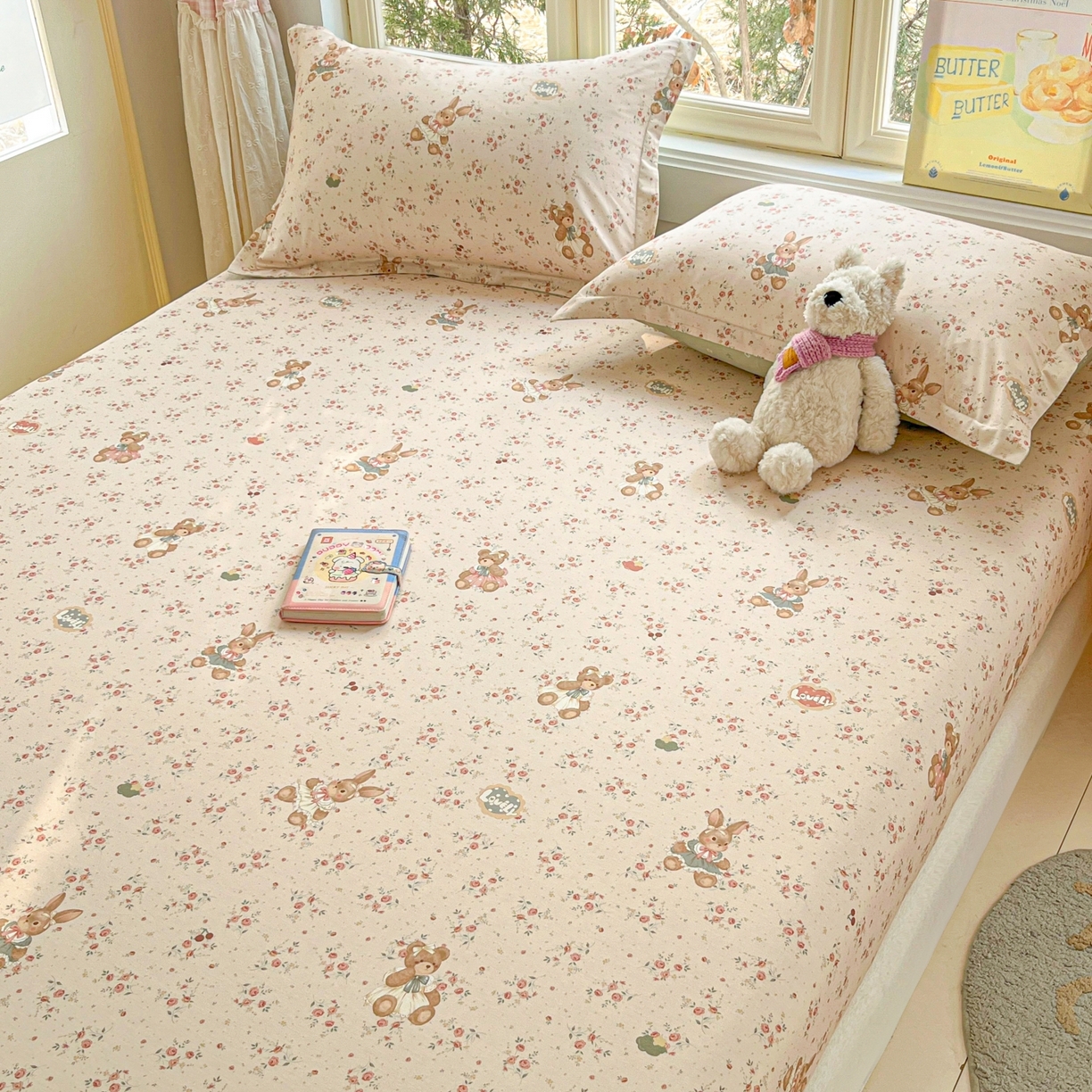 91家纺网 家纺一手货源 找家纺 莱通家纺 2026春夏新款12868全棉印花四件套单品系列二-单床笠 多萌日记