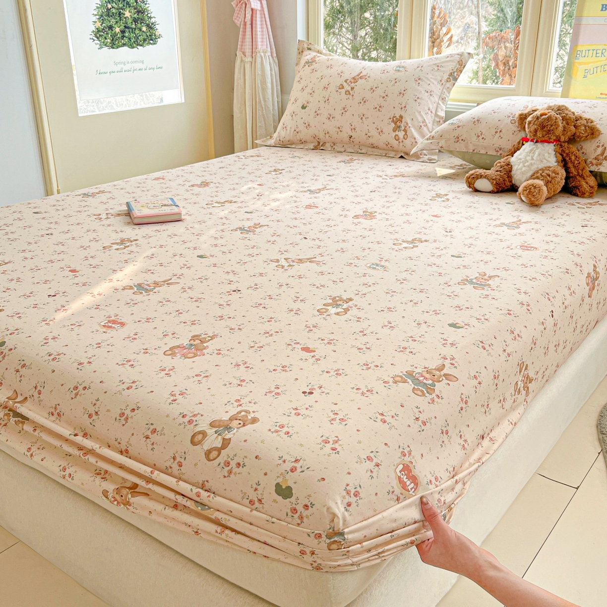 91家纺网 家纺一手货源 找家纺 莱通家纺 2026春夏新款12868全棉印花四件套单品系列二-单床笠 多萌日记