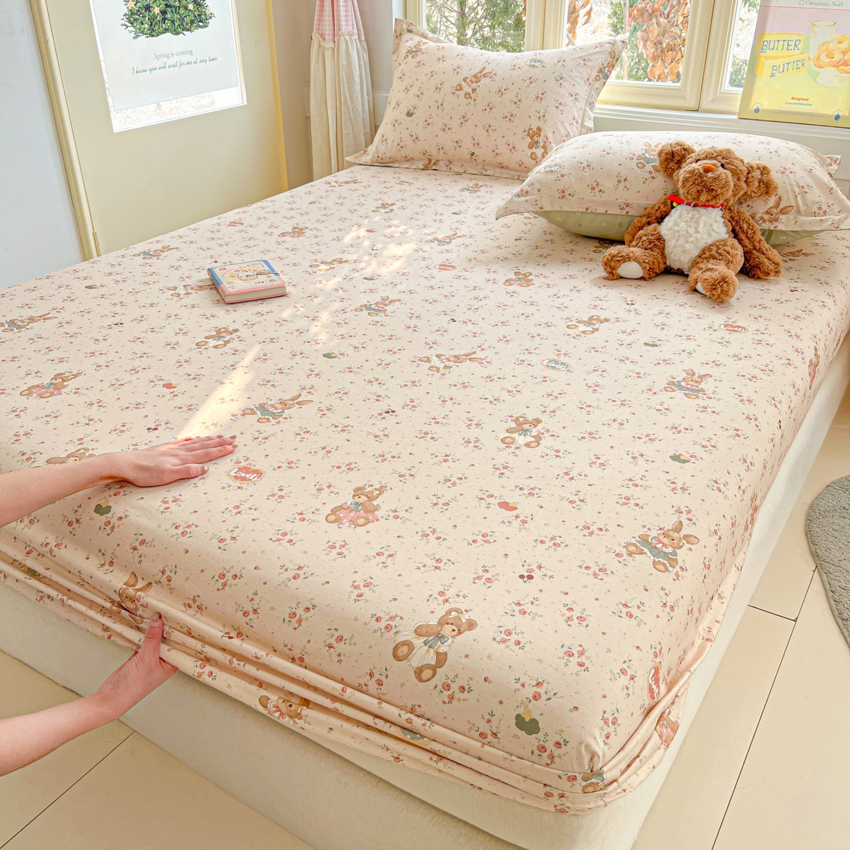 91家纺网 家纺一手货源 找家纺 莱通家纺 2026春夏新款12868全棉印花四件套单品系列二-单床笠 多萌日记