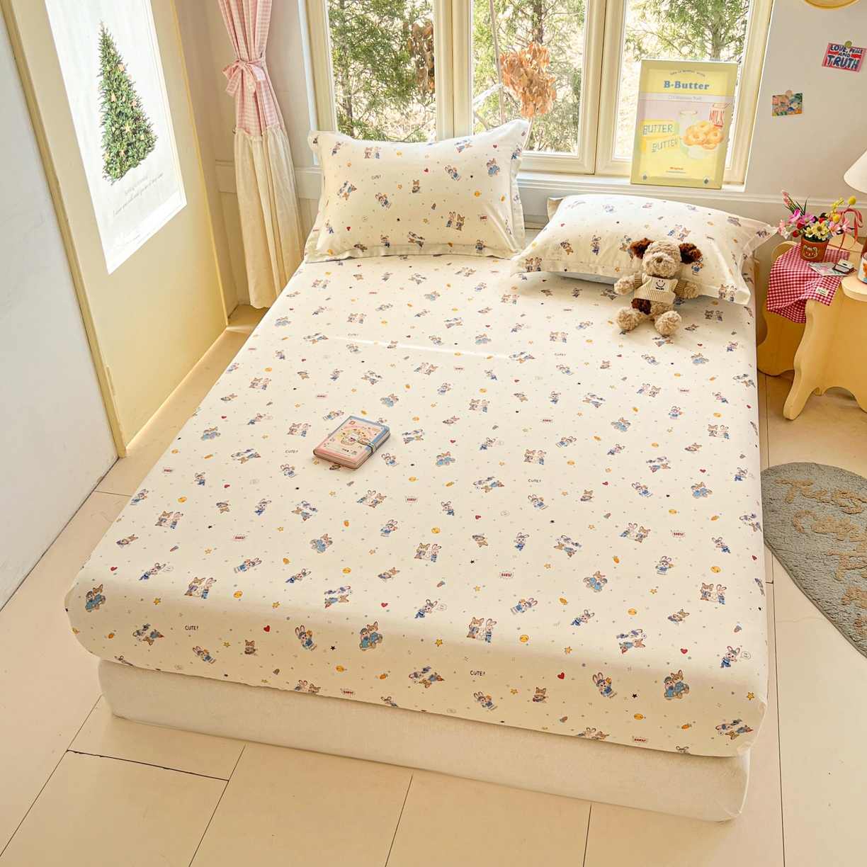 91家纺网 家纺一手货源 找家纺 莱通家纺 2026春夏新款12868全棉印花四件套单品系列二-单床笠 疯狂小cp