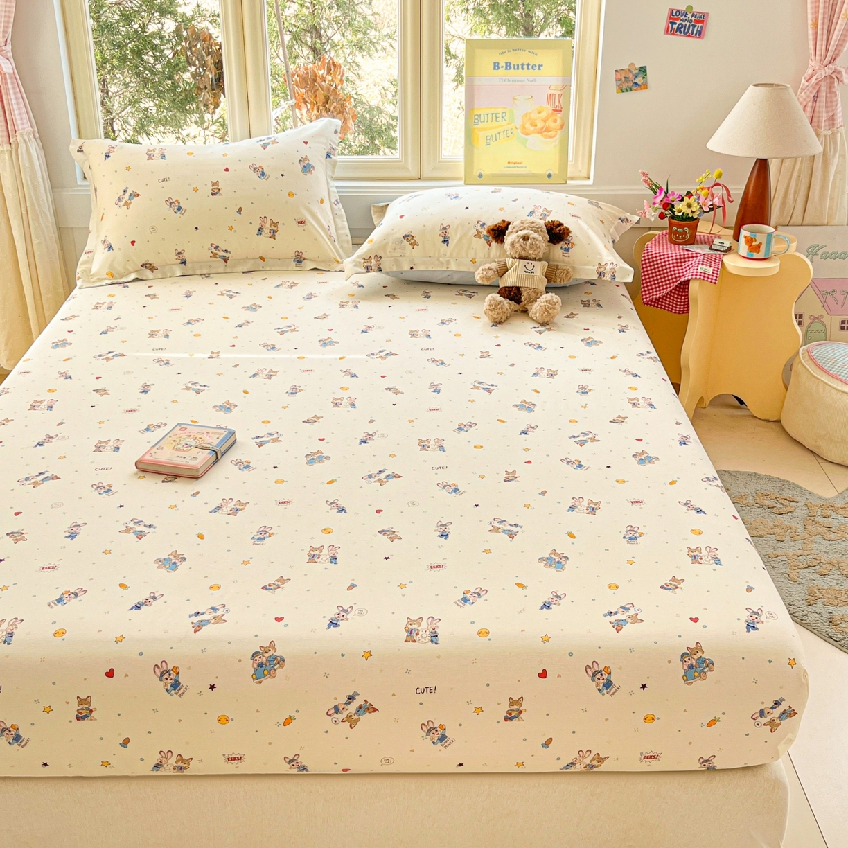 91家纺网 家纺一手货源 找家纺 莱通家纺 2026春夏新款12868全棉印花四件套单品系列二-单床笠 疯狂小cp