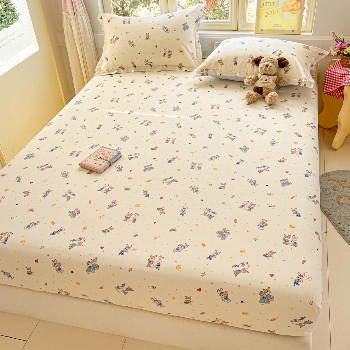 91家纺网 家纺一手货源 找家纺 莱通家纺 2026春夏新款12868全棉印花四件套单品系列二-单床笠 疯狂小cp