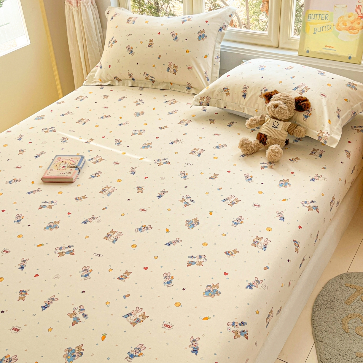 91家纺网 家纺一手货源 找家纺 莱通家纺 2026春夏新款12868全棉印花四件套单品系列二-单床笠 疯狂小cp