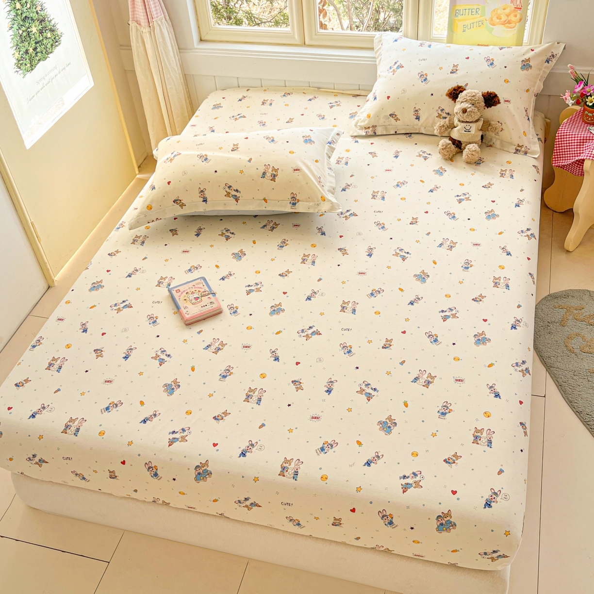 91家纺网 家纺一手货源 找家纺 莱通家纺 2026春夏新款12868全棉印花四件套单品系列二-单床笠 疯狂小cp