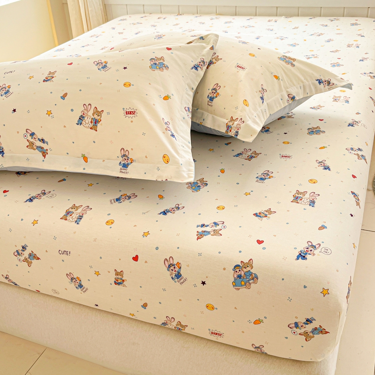 91家纺网 家纺一手货源 找家纺 莱通家纺 2026春夏新款12868全棉印花四件套单品系列二-单床笠 疯狂小cp