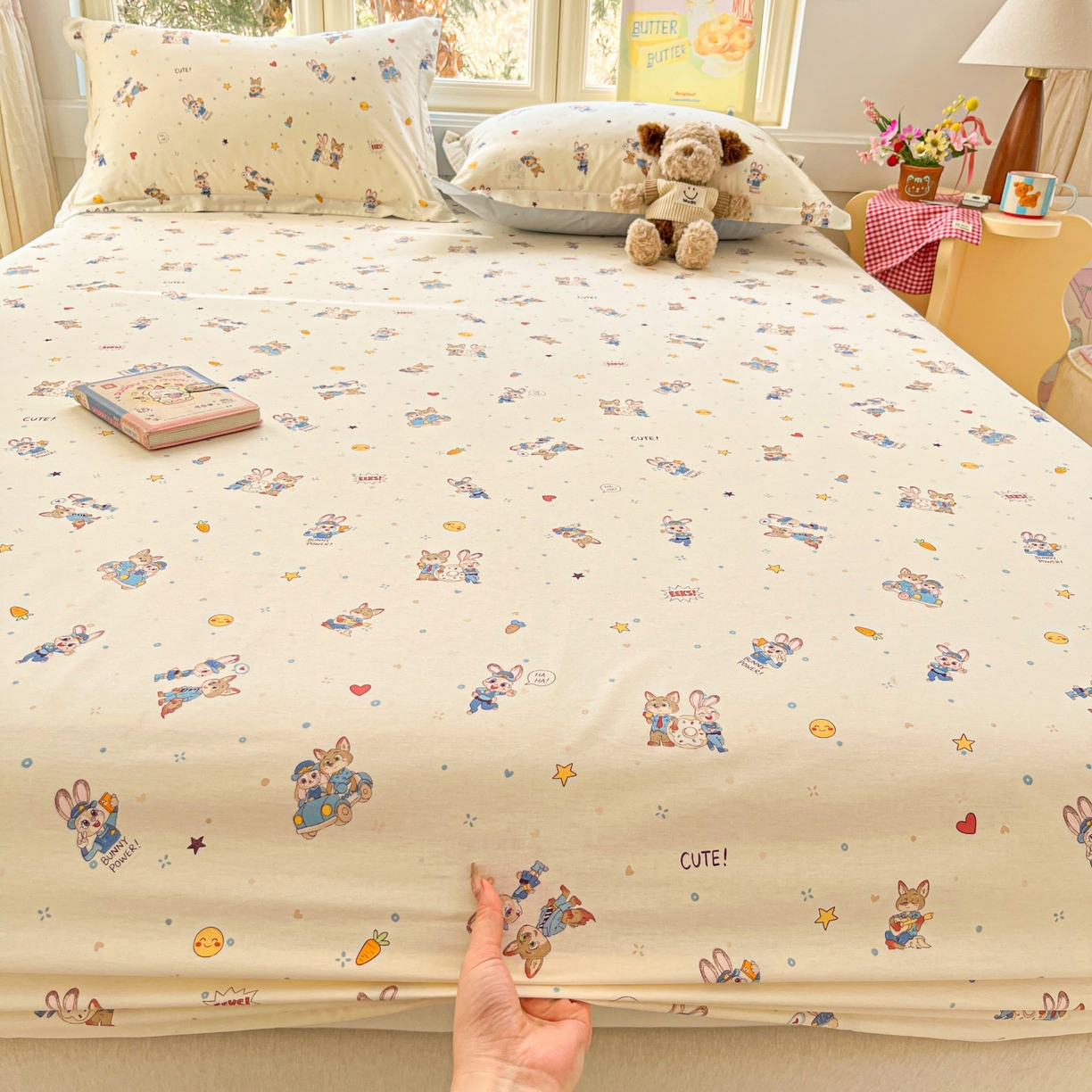 91家纺网 家纺一手货源 找家纺 莱通家纺 2026春夏新款12868全棉印花四件套单品系列二-单床笠 疯狂小cp