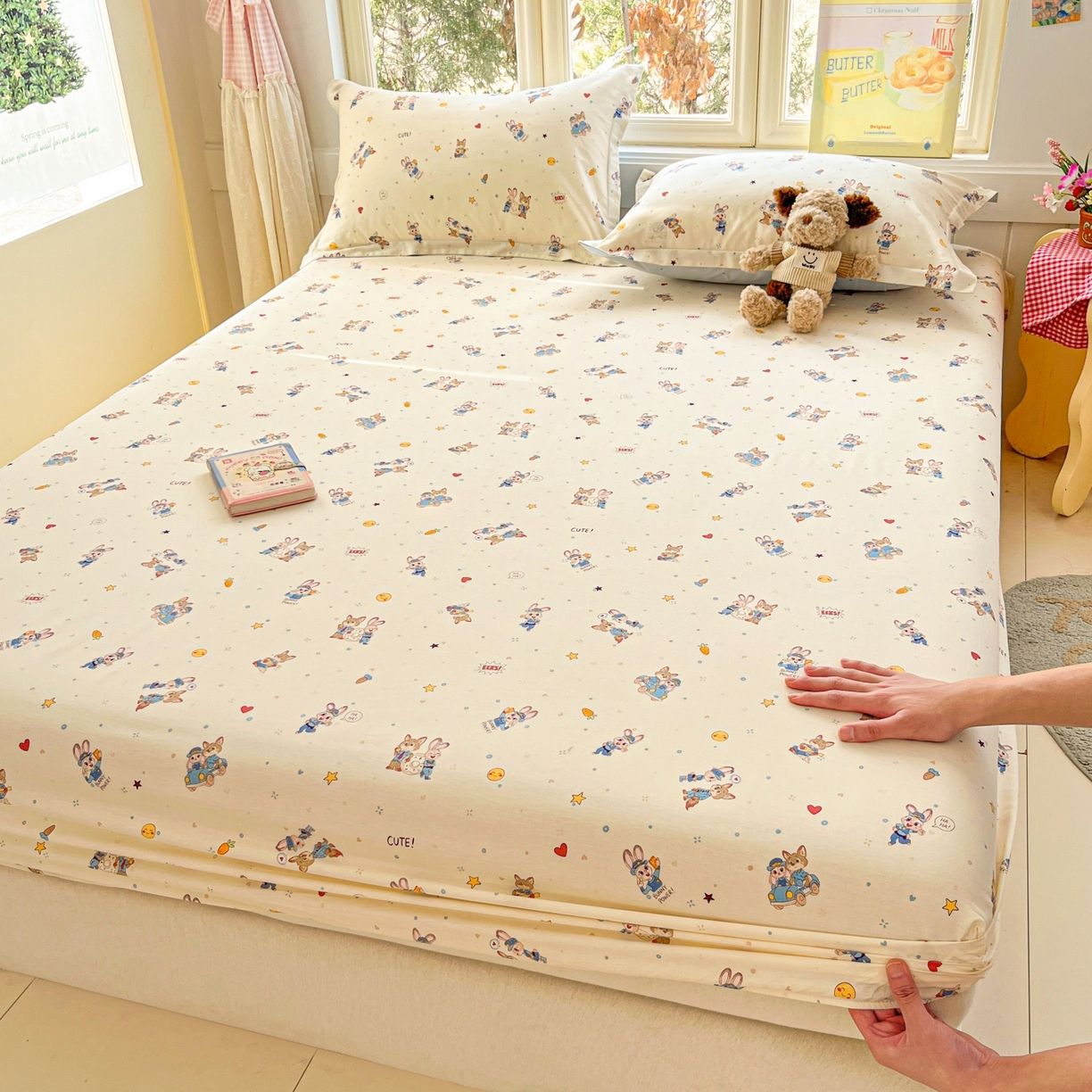 91家纺网 家纺一手货源 找家纺 莱通家纺 2026春夏新款12868全棉印花四件套单品系列二-单床笠 疯狂小cp