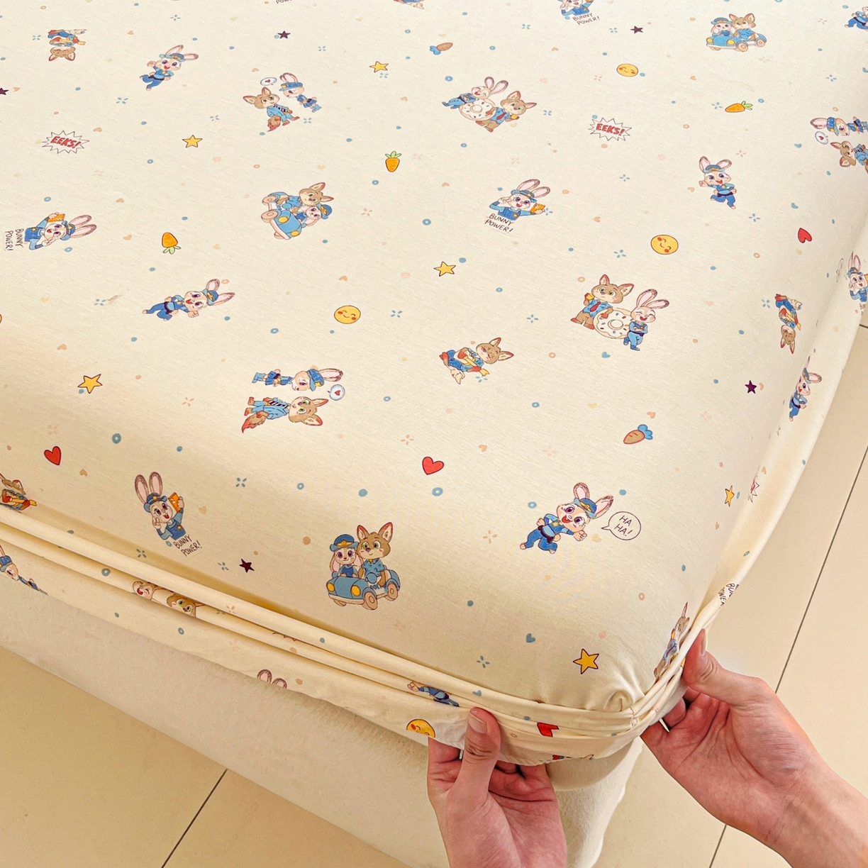 91家纺网 家纺一手货源 找家纺 莱通家纺 2026春夏新款12868全棉印花四件套单品系列二-单床笠 疯狂小cp