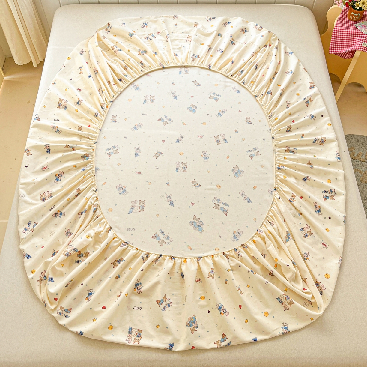 91家纺网 家纺一手货源 找家纺 莱通家纺 2026春夏新款12868全棉印花四件套单品系列二-单床笠 疯狂小cp