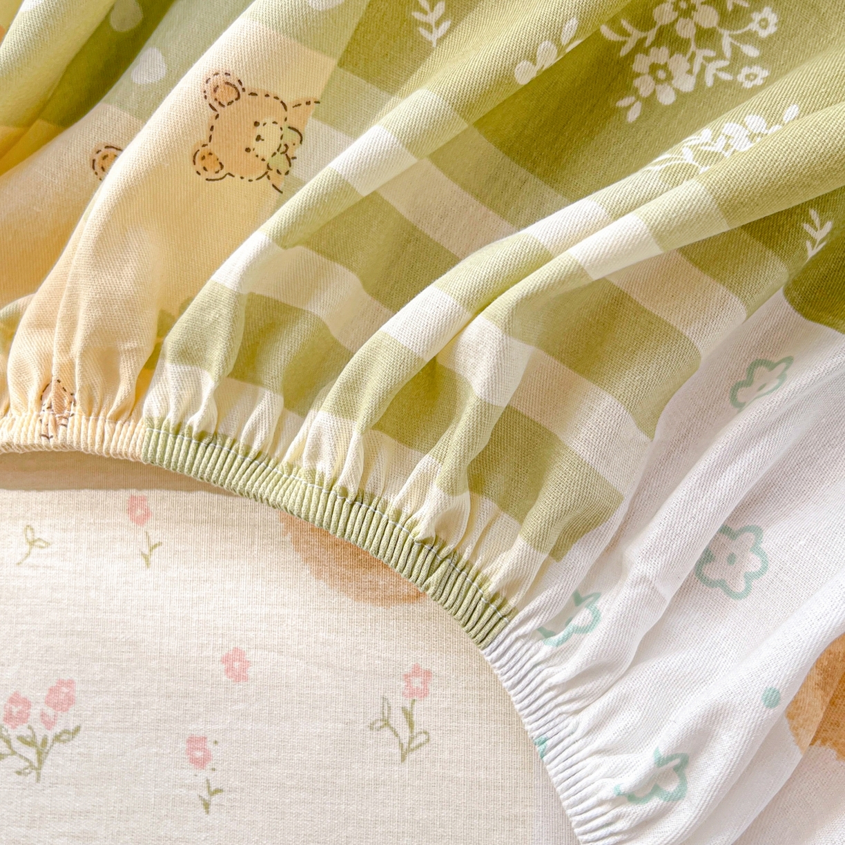 91家纺网 家纺一手货源 找家纺 莱通家纺 2026春夏新款12868全棉印花四件套单品系列二-单床笠 格纹午后