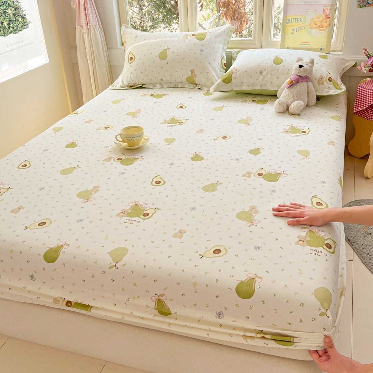 91家纺网 家纺一手货源 找家纺 莱通家纺 2026春夏新款12868全棉印花四件套单品系列二-单床笠 果味时光