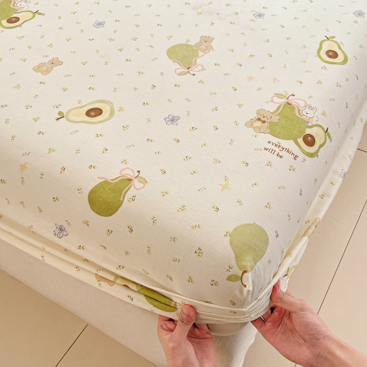 91家纺网 家纺一手货源 找家纺 莱通家纺 2026春夏新款12868全棉印花四件套单品系列二-单床笠 果味时光