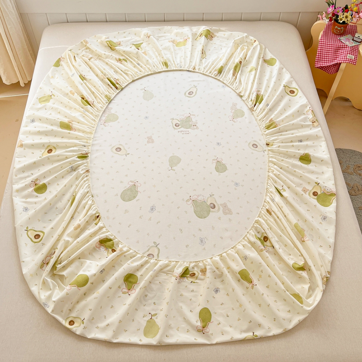 91家纺网 家纺一手货源 找家纺 莱通家纺 2026春夏新款12868全棉印花四件套单品系列二-单床笠 果味时光