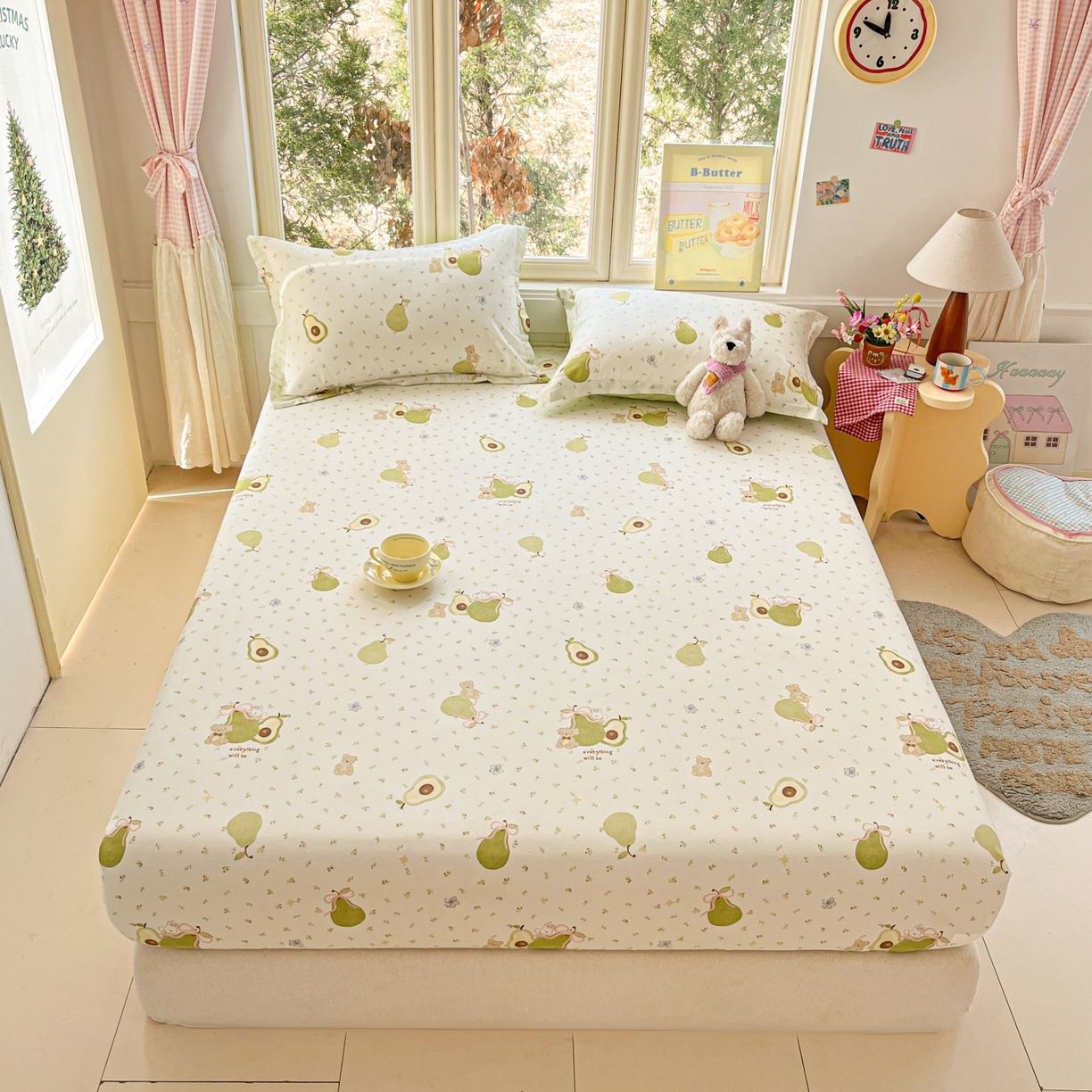 91家纺网 家纺一手货源 找家纺 莱通家纺 2026春夏新款12868全棉印花四件套单品系列二-单床笠 果味时光