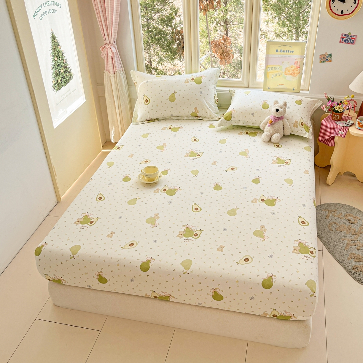 91家纺网 家纺一手货源 找家纺 莱通家纺 2026春夏新款12868全棉印花四件套单品系列二-单床笠 果味时光