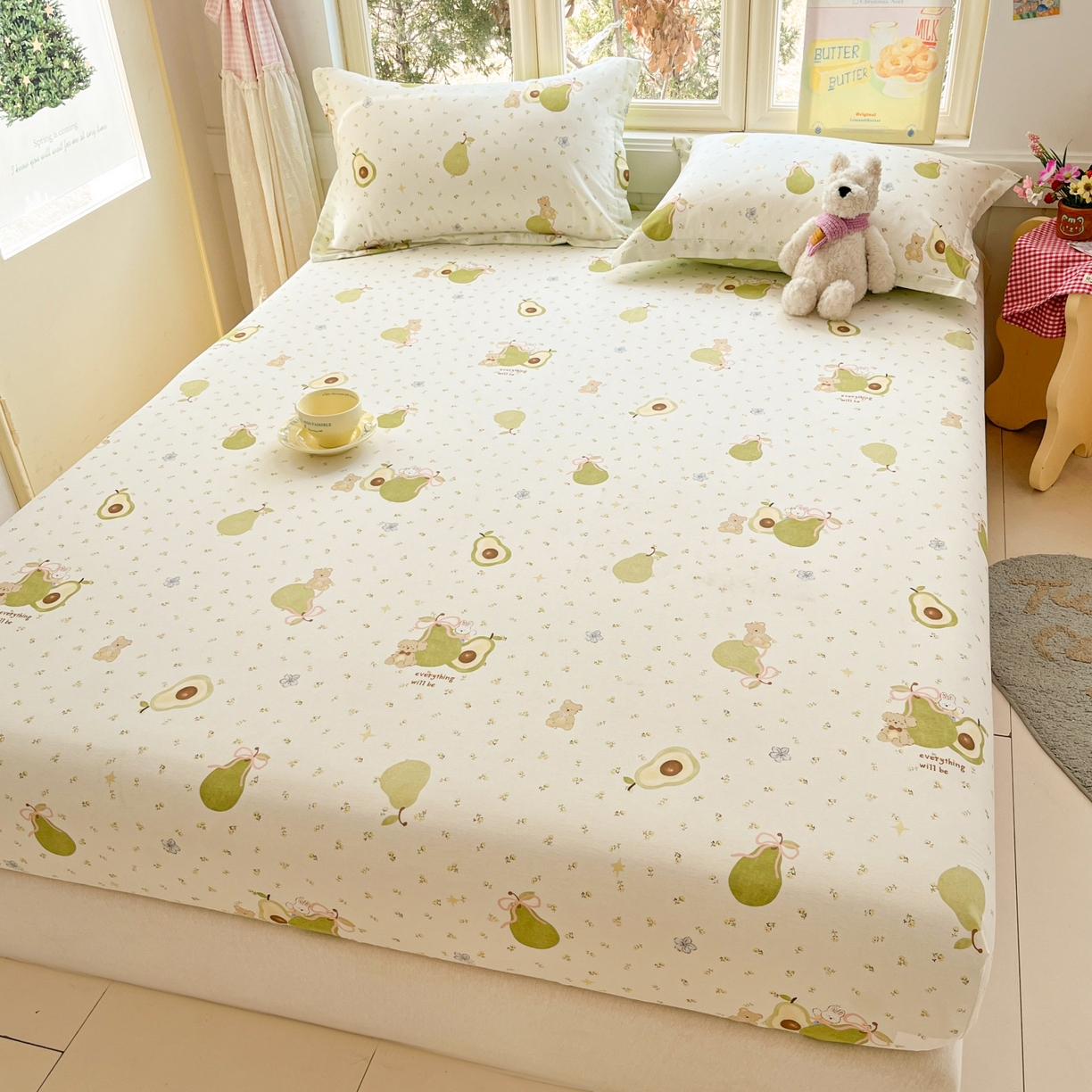 91家纺网 家纺一手货源 找家纺 莱通家纺 2026春夏新款12868全棉印花四件套单品系列二-单床笠 果味时光