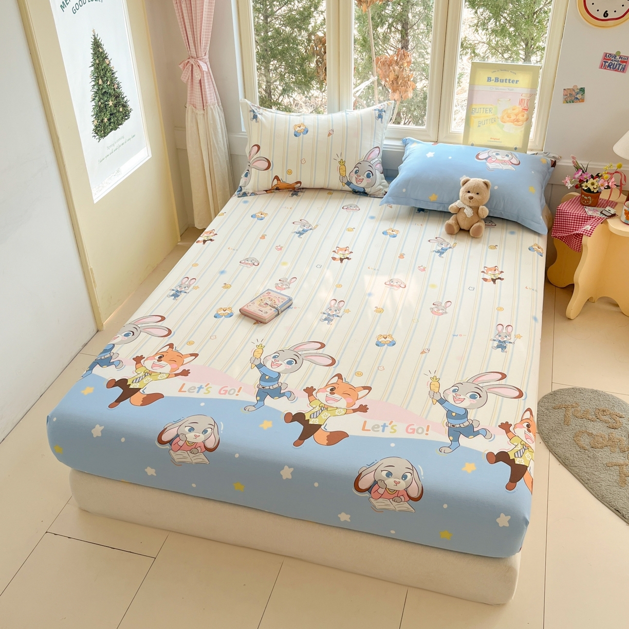 91家纺网 家纺一手货源 找家纺 莱通家纺 2026春夏新款12868全棉印花四件套单品系列二-单床笠 狂野秘境