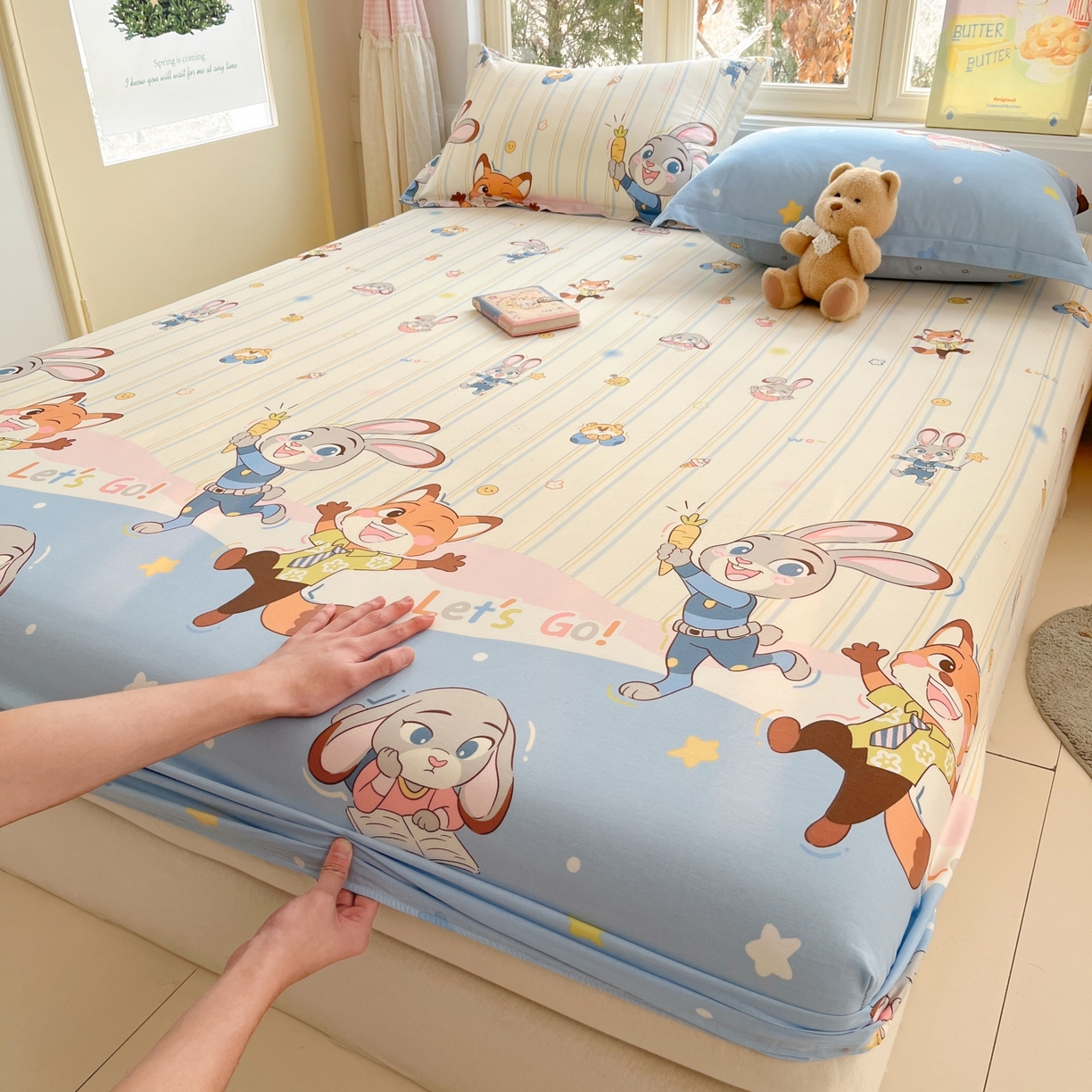 91家纺网 家纺一手货源 找家纺 莱通家纺 2026春夏新款12868全棉印花四件套单品系列二-单床笠 狂野秘境